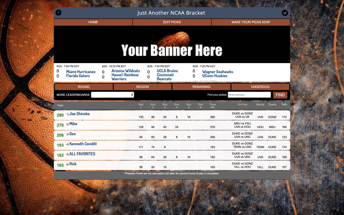 march into madness bracket site