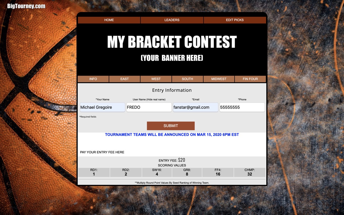 march into madness bracket site
