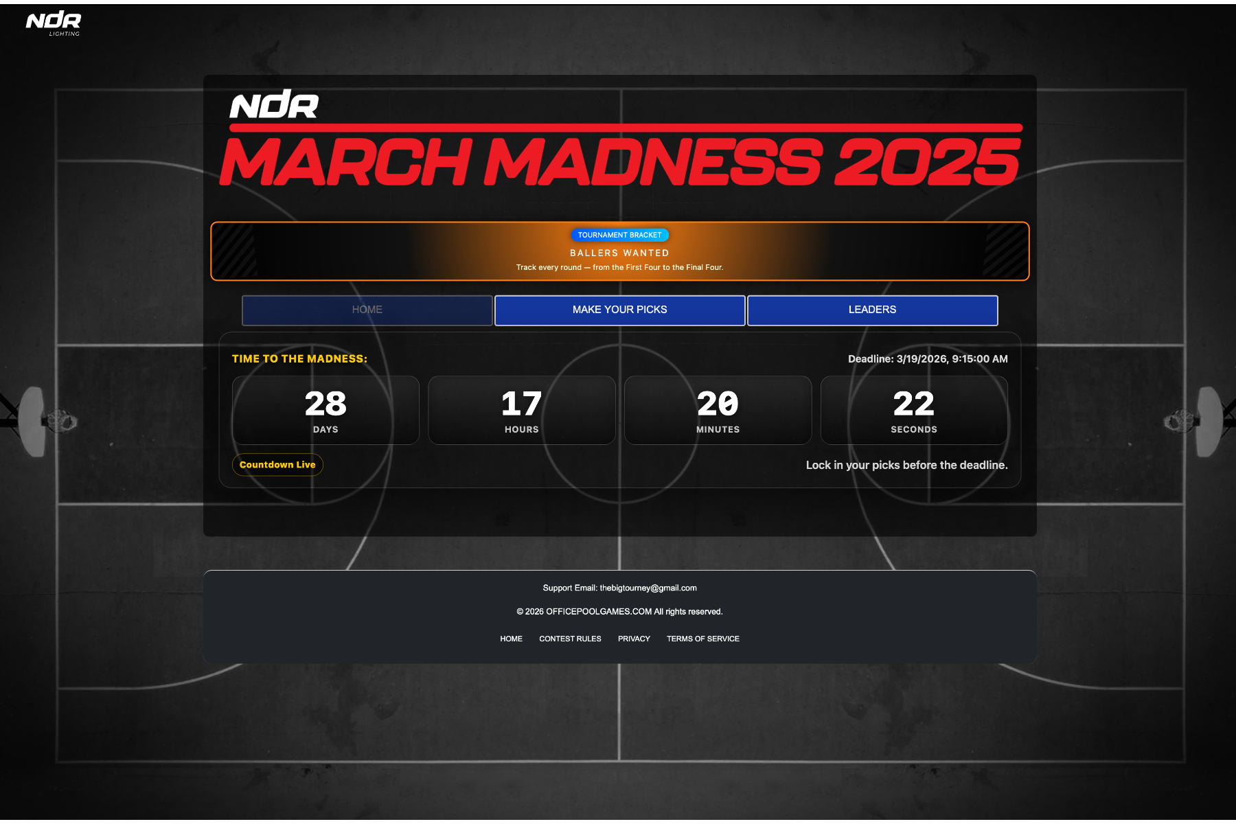 White-label project — branded bracket contest